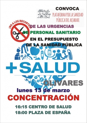 La Plataforma por la Sanidad Pública Aljarafe convoca concentraciones para el lunes 13 en Olivares
