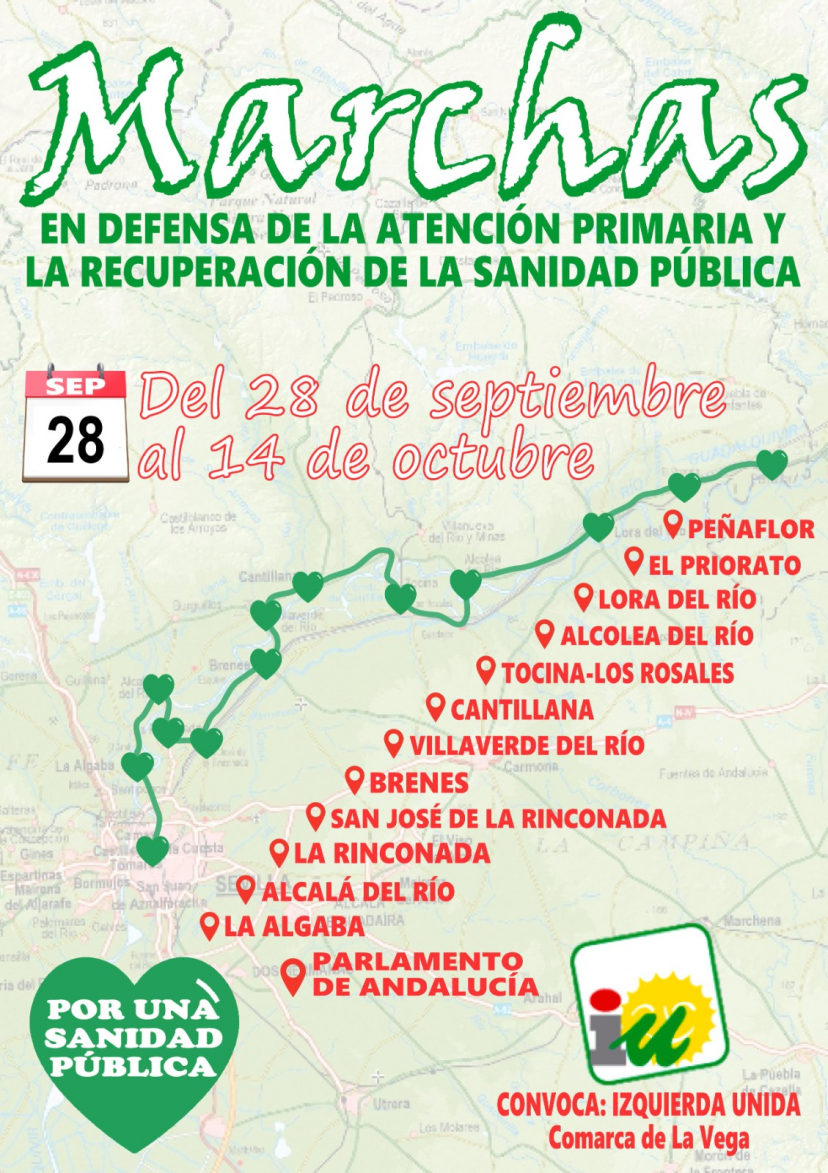 Marcha por la Sanidad Pública de las asambleas locales de IU en la comarca La Vega