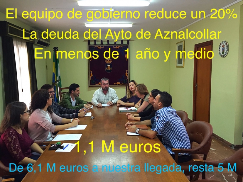 El gobierno municipal de Aznalcóllar reduce un 20% la deuda del Ayuntamiento en año y medio