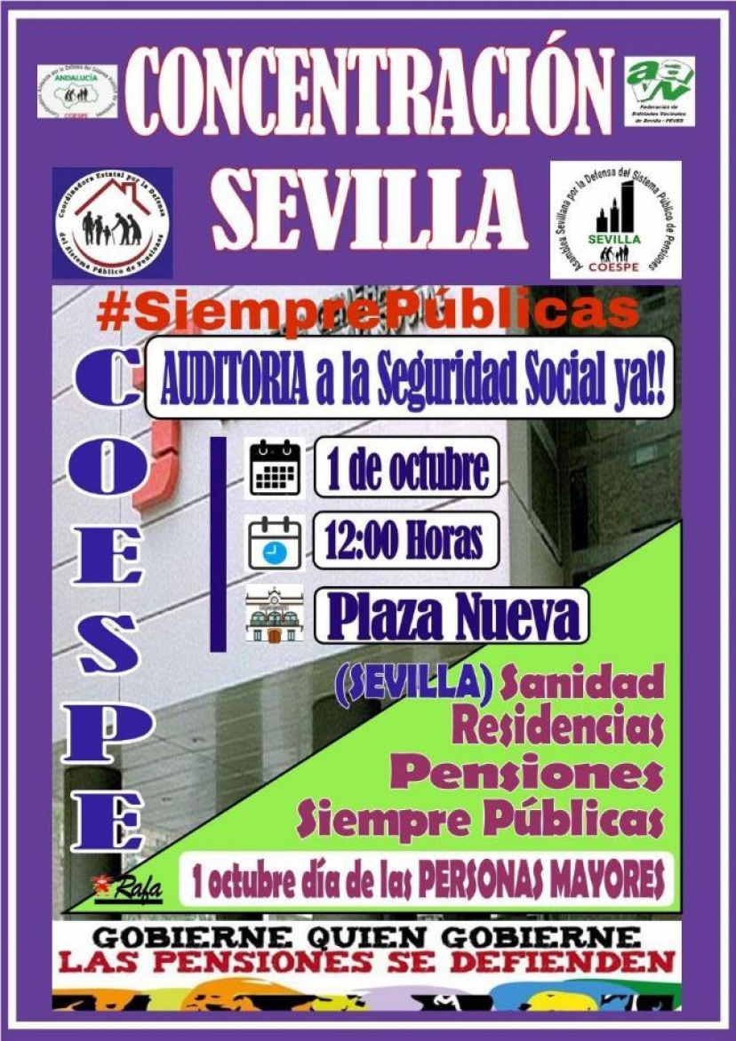 1 de Octubre: Concentración en Plaza Nueva (Sevilla) por el Día Internacional de las Personas Mayores