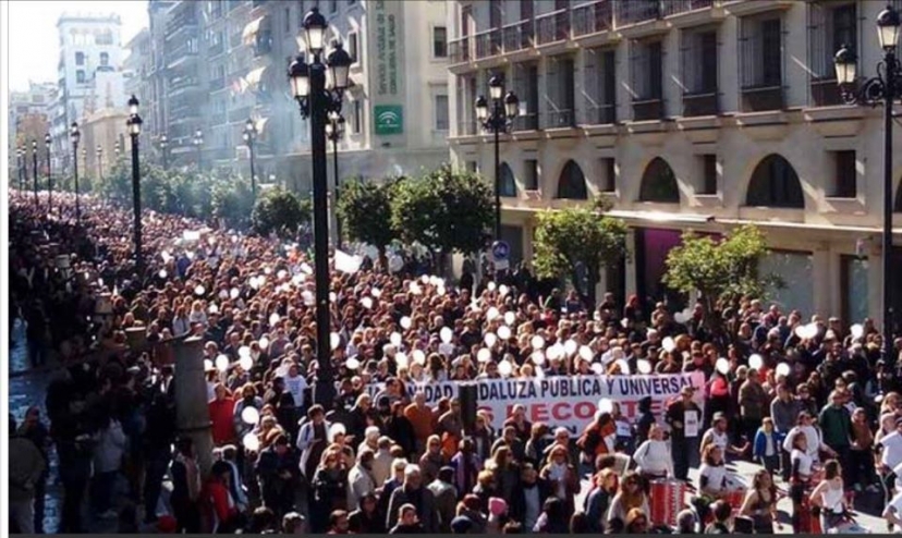 IU Sevilla hace un llamamiento a militantes y simpatizantes para acudir masivamente a la manifestación convocada por Marea Blanca para el 26 de enero