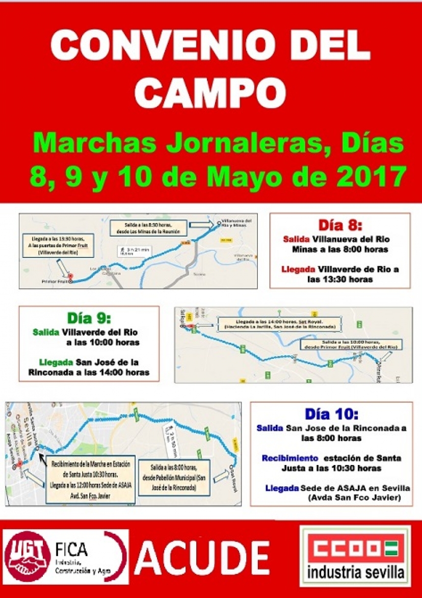 Marchas Jornaleras: 8, 9 y 10 de mayo 