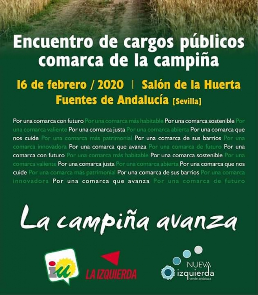 Cargos públicos de Izquierda Unida y NIVA debatirán este domingo sobre política comarcal en Fuentes de Andalucía 